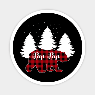 Buffalo Red Plaid Pap Pap Bear Matching Family Christmas Magnet